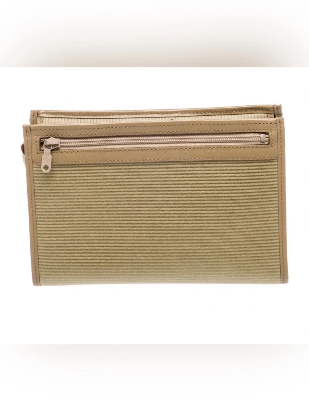 Yves Saint Laurent Tan Canvas & Leather Wristlet Clutch - Picture 2 of 2